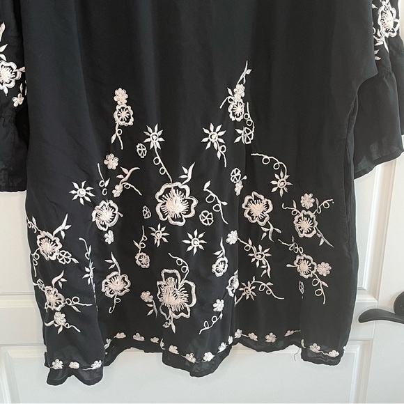 Soft Surroundings Embroidered Kaftan Womens Plus Size Black Boho Chic Cover Up - Picture 3 of 12
